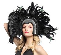 Boland 00375 - Showgirl Headpiece with Feathers and Sequins, Black, Rio Dancer, Headpiece, Accessory, Theme Party, Carnival