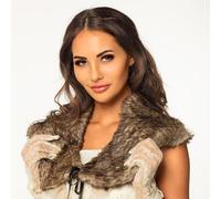 Boland 00459 Faux Fur Stole Brown Beige with Satin Ribbon, Necklace, Collar, Throw, Charleston, Costume, Carnival, Theme Party