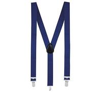 Boland 00479 - Braces Basic, 1 Piece, One Size, Royal Blue, Elastane, Rubber, Metal Clasp, Leather Patch, Suspenders, Clown, 20s, Charleston, Fancy Dress, Costume, Theme Party, Carnival