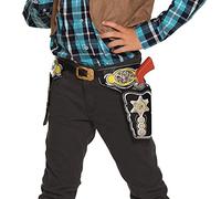 Boland 00581 - Cowboy Headcollar Double Deputy, Black, Belt with Gold Buckle, Children, Approx. 103 cm, Leather Look, Carnival, Halloween, Theme Party, Birthday, Fancy Dress, Theatre