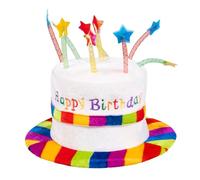 Boland 00931 Children's Birthday Hat, Happy Birthday, Plush Hat, Rainbow, Cake, Cake, Gift, Party, Birthday, Theme Party