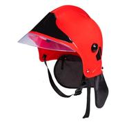 Boland 01411 - Fire Engine Helmet, Red/Black, for Adults, Adjustable Size, with Visor, Costume, Carnival, Theme Party 1411