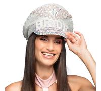 Boland 01435 Diamond Bride Hat, Silver Peaked Cap with Sequins, Hat for Costumes, JGA, Carnival and Theme Party