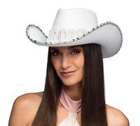 Boland 01436 Cowboy Hat Bride Hat for JGA, Carnival and Theme Party, Wedding, Bride