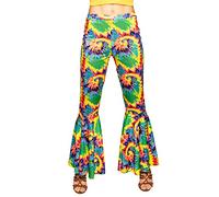 Boland 01541 - Flared Hippie Trousers, 1 Piece, Size M / 38 for Women, Colourful Stretch Trousers, Flared Leg, 70s, Flower Power, Costume, Fancy Dress, Accessory, Carnival, Theme Party