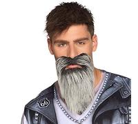 Boland Biker Beard, Self Adhesive, Mens Facial Hair, Fake Beard, Biker Fancy Dress Accessory, Mens Beard, Grey (Grey)