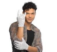 Boland 03073 Sequin Gloves, Silver, Accessory, Popstar, Star, Glitter Glove, Theme Party, Carnival