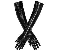 Boland 03162 Opera Kinky Gloves, 1 Pair, Black Arm Warmers, Leather Look, Zip, Costume, Carnival, Theme Party, Halloween