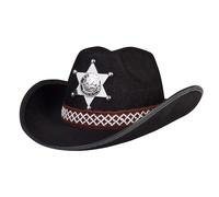 Boland 04106 - Children's Hat Sheriff Junior Black, Silver Star, Hat Cord, Cowbo