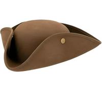 Adult Size Deluxe Brown Tricorn Charles Pirate Hat Period Fancy Dress Sailor