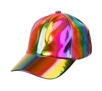 Boland 10235843 Rainbow adj 04299 - Hat, Silver, Holo, Cap, Headpiece, Rapper, Theme Party, Carnival, Colourful