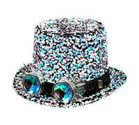 Boland 10235858 Pearl 54565 Desert Dream Hat with Glasses, Silver, Cylinder, Sequins, Theme Party, Carnival