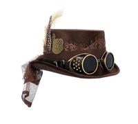 Boland Victorian Steampunk Top Hat with Goggles & Veil Adult Fancy Dress