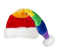 Boland 13443 Christmas Hat Santa Rainbow Colours with Longer Point and White Bobble, Santa Claus, Santa Claus, Santa Claus, Santa, Christmas, Carnival, Theme Party