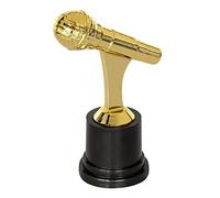 Boland 30842 - Microphone Trophy, Size 12 cm, Gold-Black, Plastic Trophy, Decoration, Awards, Party, Superstar