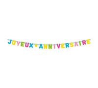 Boland 31031 - Letter Garland Joyeux Anniversaire, 1 Piece, Length 200 cm, Happy Birthday, Multicoloured, Colourful, Pastel Colours, Hanging Decoration, Wall Decoration, Cardboard Garland