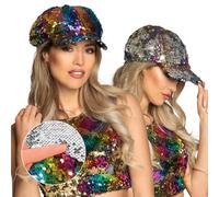Boland 33004 - Rainbow Switch Hat, Reversible Sequins, Rainbow/Silver, Accessory, Headwear, Cap, Theme Party, Carnival