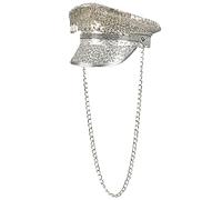 Boland 33022 - Dusty Delight Hat, Silver, with Sequins and Link Chain, Rock Star, Punk Lady, Hat, Costume, Carnival, Theme Party