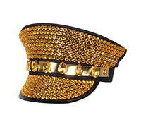 Boland 33023 Sunny Vibes Hat Black Gold with Gemstones Rock Star Punk Lady Hat Costume Carnival Theme Party
