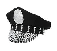 Boland 33029 - Police Hat with Gemstones and Badge, Hat for Policeman, Police Hat for Carnival and JGA, Fancy Dress Costume