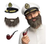 Boland 33220 Captain Costume Set for Adults, Hat, Beard and Whistle for Carnival or Theme Party, Accessory Set for Sailor Costumes