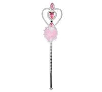 Boland 44072 Anna Magic Wand, Pink, Silver, 32 cm, Marabou Feather, Gemstones, Fairy, Princess, Carnival, Halloween, Fancy Dress, Theme Party, Theatre