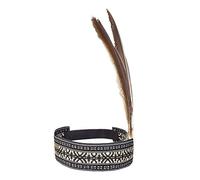 Boland 44092 Indian Headband, Beige/Black, with Feathers and Tribal Patterns - Perfect Costume Accessory for Carnival, Theme Parties, and Western-Themed Events