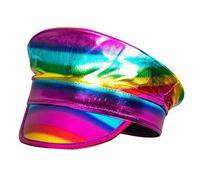 Boland 44737 Captain Hat Rainbow, Holographic, Rainbow, Parade, Christopher Street Day, Bad Taste Party, Theme Party, Carnival