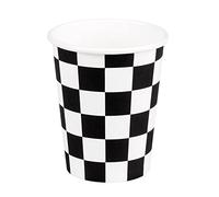 Racing Black And White Chequered Biodegradable Paper Cups 210ml - Pack of 10