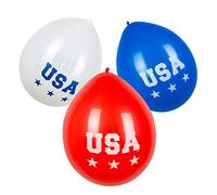 Boland 44962 Latex Balloons USA, Pack of 6, Size approx. 25 cm, 3 assorted designs, America, blue, white, red, balloon, birthday, garden party, theme party, carnival, hanging decoration