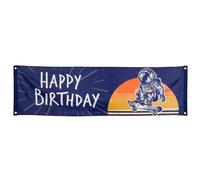 Boland 50521 Happy Birthday Banner Space Polyester Decoration Theme Party Hanging Decoration