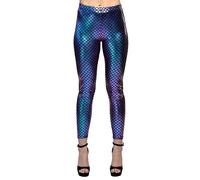 Boland L/XL Stretch 51030 - Mermaid Leggings Scales Pattern Comfortable to Wear Underwater World Theme Party Carnival, Solid, Multicoloured