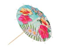 Boland 52483 - Cocktail Umbrella Paradise, 6 Pieces, Length Wooden Stick 18 cm, Cocktail Sticks, Drinks Umbrellas, Hawaii, Garden Party, Beach Party, Birthday, Theme Party, Carnival