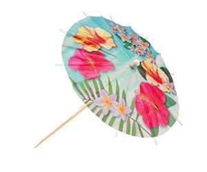 Boland 52483 - Cocktail Umbrella Paradise, 6 Pieces, Length Wooden Stick 18 cm, Cocktail Sticks, Drinks Umbrellas, Hawaii, Garden Party, Beach Party, Birthday, Theme Party, Carnival