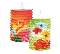 Boland 52508 - Set of 2 Paper Hibiscus Hawaii Lanterns, 16 cm, Assorted Models