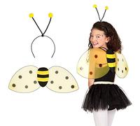 Boland 52852 - Set honey bee, tiara and wings, size approx. 64 x 23 cm, yellow-black, one size, headband, summer party, carnival, Halloween, fancy dress, theme party, costume, theatre, accessory