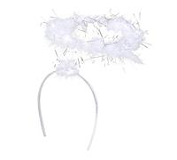 Boland 52860 - Headband Angel Light White Silver Halo, Halo, One Size, Glitter, Marabou, Feathers, Princess, Christmas, Carnival, Halloween, Fancy Dress, Theme Party, Costume, Theatre, Accessory