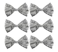 Boland 53311-6 Bow tie glitter, Chevron, silver, standard size