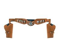Boland 54382 - Double Pistol Halter Sheriff, Length 125 cm, Brown/Silver, Cowboy Belt, Wild West, Costume, Carnival, Theme Party
