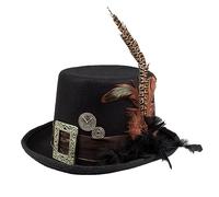 Boland 54501 - Plumepunk Hat with Gears, Black, Steampunk, Cylinder, Headgear, Accessory, Costume, Theme Party, Carnival, Halloween, one size