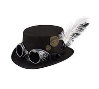 Boland 54502 - Specspunk Hat with Glasses and Gears for Women, Black, Accessory, Headwear, Steampunk, 80s, Theme Party, Carnival one size