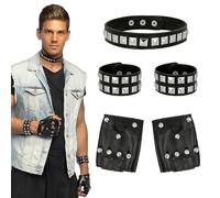 Boland 54585 Punk Costume Set, 5-Piece Set, Gloves, Bracelets and Necklace for Carnival or Theme Party, Rocker or Biker Accessories
