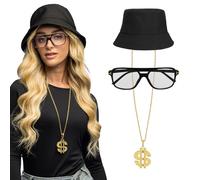 Boland 54586 Hip Hop Costume Set for Adults, Multi-Piece Accessory Set for Festival, Carnival or Theme Party