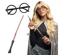 Boland 54588 Wizard Set with Round Party Glasses and Wand Costume Set for Carnival Magician Apprentice