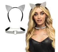 Boland 54589 Costume Set Diamond Cat, Tiara, Necklace and Cat Headband, Headpiece, Accessories for Costumes or Theme Party