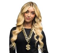 Boland 64299 Necklace with Dollar Sign Memphis, Chain with Rhinestones, Gold, Accessories for Fancy Dress Costumes and Theme Parties