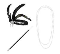 Boland 64347 1920s Costume Set, Carnival Accessories, Costume Set, Headband, Cigarette Case and Necklace, Theme Party, JGA