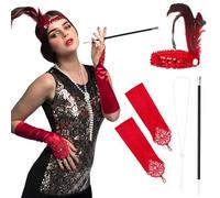 Boland 64348 - Costume Set 20s for Adults, 5 Pieces, Set for Fancy Dress Costumes, Carnival, Theme Party, Flapper Costume, Charleston
