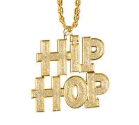 Boland 64409 Gold Hip Hop Necklace - Hip-Hop Style Accessory, Durable One-Size Chain for Adults, Ideal for 80s or 90s Rapper Look, Costume Accessory for Themed Events