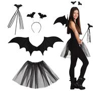 Boland 74529 Bat Costume Set for Kids - Includes Tiara, Wand, Wings & Tutu - Perfect for Halloween, Parties, and Dress-Up Fun - Comfortable, Durable, and Easy-to-Wear Fantasy Costume Set